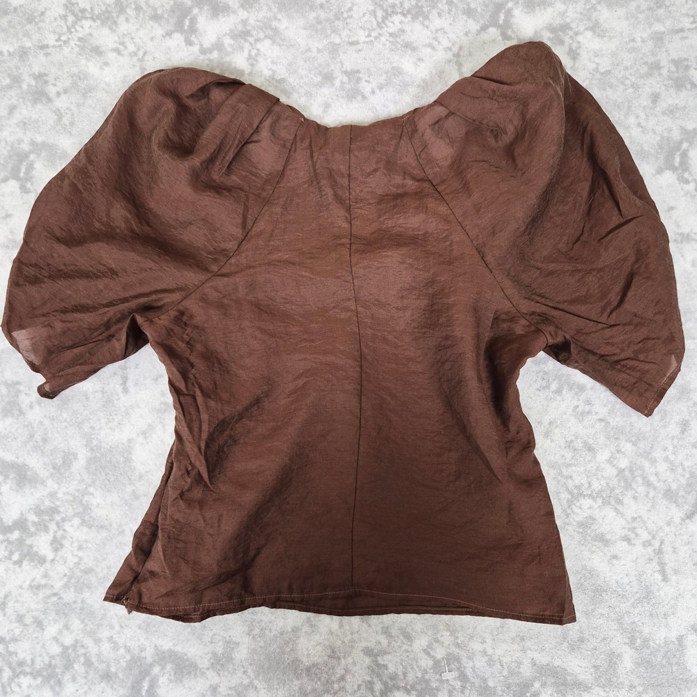 Express Puff Sleeve Top Womens XS Brown Coquette Cottage Romantic Dark Academia - Picture 7 of 7